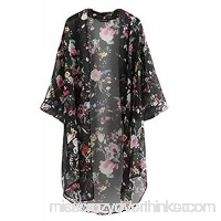 AUTAS Women Chiffon Boho Sunblock Kimono Coat Cover ups Shawl Gown Cardigan Swimwear Tops Black B07CTJDS2Q